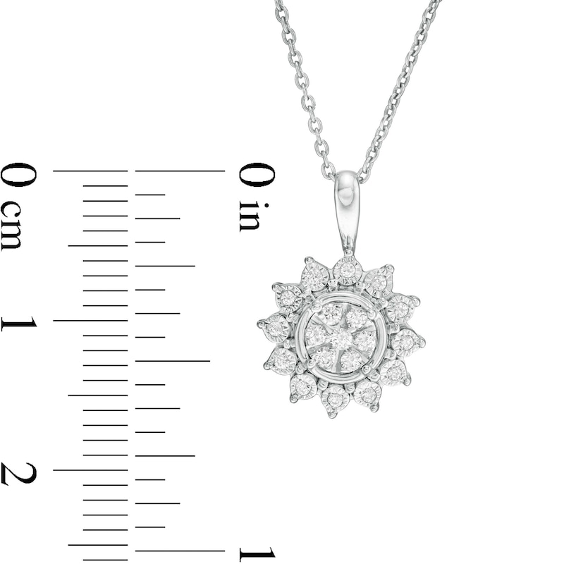 1/6 CT. T.W. Composite Diamond Sunflower Pendant in 14K White Gold - 17"