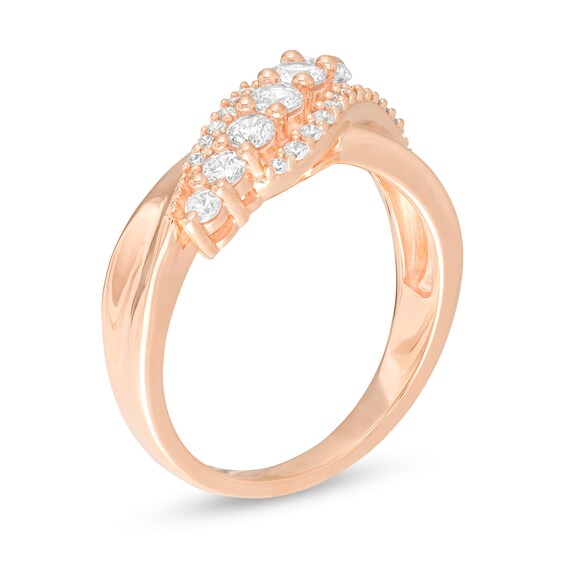 5/8 CT. T.W. Diamond Graduated Wrap Ring in 10K Rose Gold 5/8 CT. T.W. Diamond Graduated Wrap Ring in 10K Rose Gold