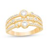 Thumbnail Image 0 of 3/4 CT. T.W. Diamond Bezel-Set Triple Row Ring in 10K Gold