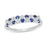 Thumbnail Image 1 of Lab-Created Blue and White Sapphire Zig-Zag Ring in Sterling Silver