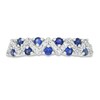 Thumbnail Image 4 of Lab-Created Blue and White Sapphire Zig-Zag Ring in Sterling Silver