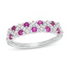 Thumbnail Image 1 of Lab-Created Ruby and White Sapphire Zig-Zag Ring in Sterling Silver
