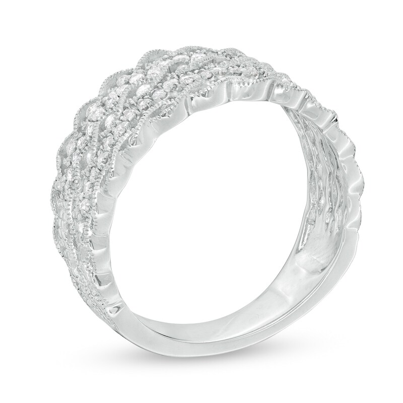 Main Image 2 of 3/8 CT. T.W. Diamond Twist Multi-Row Vintage-Style Anniversary Ring in 10K White Gold