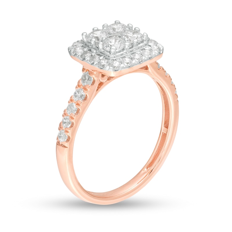 1 CT. T.W. Multi-Diamond Cushion Frame Engagement Ring in 10K Rose Gold