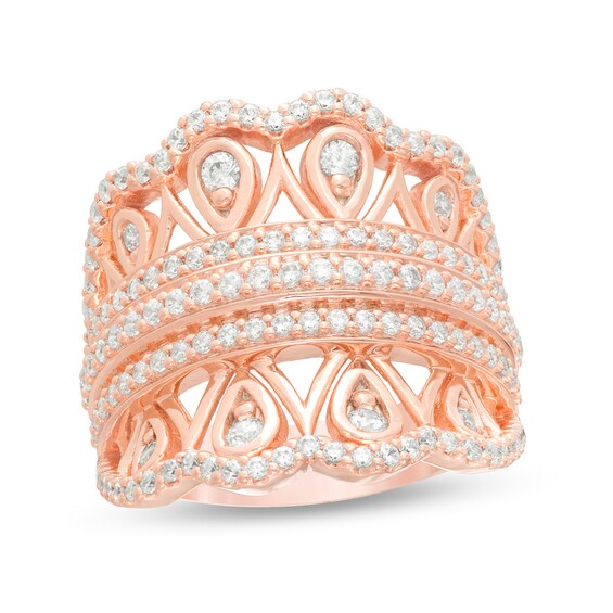 1 CT. T.W. Diamond Ornate Scallop Chevron Ring in 10K Rose Gold 1 CT. T.W. Diamond Ornate Scallop Chevron Ring in 10K Rose Gold
