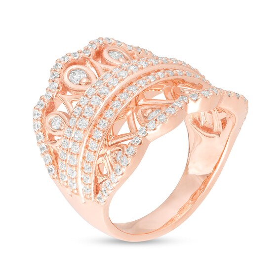 1 CT. T.W. Diamond Ornate Scallop Chevron Ring in 10K Rose Gold 1 CT. T.W. Diamond Ornate Scallop Chevron Ring in 10K Rose Gold
