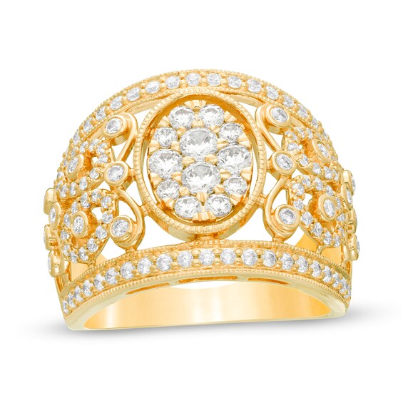 1-1/4 CT. T.W. Composite Diamond Oval Filigree Vintage-Style Ring in 10K Gold 1-1/4 CT. T.W. Composite Diamond Oval Filigree Vintage-Style Ring in 10K Gold