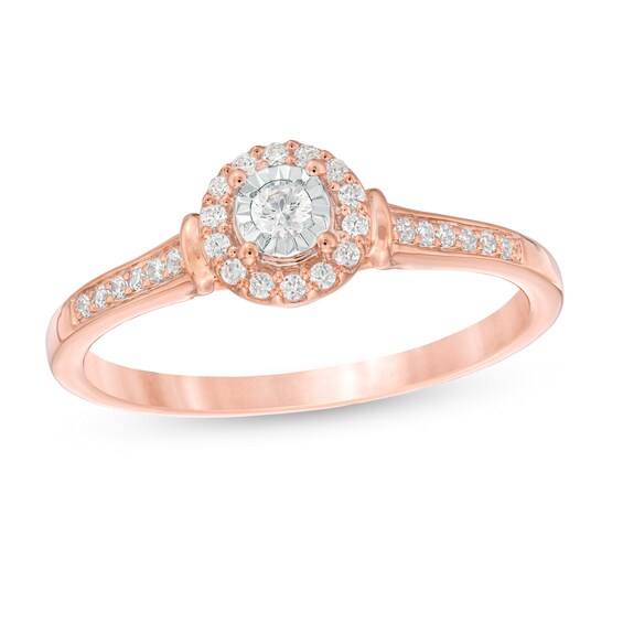 1/6 CT. T.W. Diamond Frame Promise Ring in 10K Rose Gold | Zales