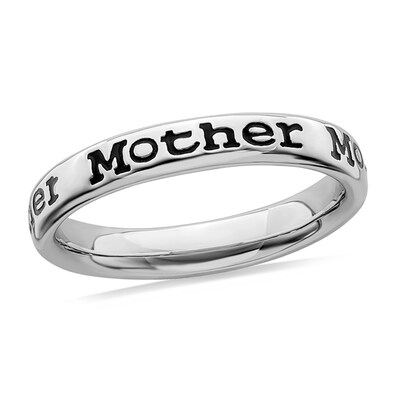 Stackable Expressions Sterling Silver Black Enamel Faith Ring 