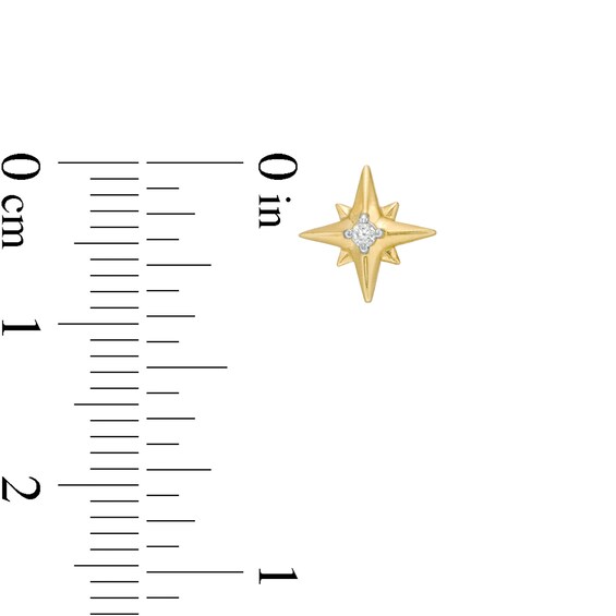Diamond Accent Solitaire North Star Stud Earrings in 10K Gold