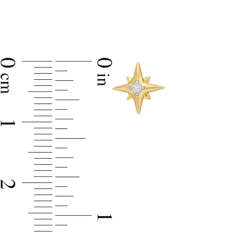 Main Image 3 of Diamond Accent Solitaire North Star Stud Earrings in 10K Gold