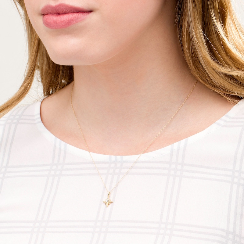 Main Image 2 of Diamond Accent Solitaire North Star Pendant in 10K Gold