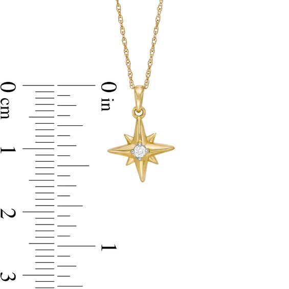 Diamond Accent Solitaire North Star Pendant in 10K Gold