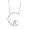 Thumbnail Image 0 of 1/5 CT. T.W. Diamond Crescent Moon and Star Necklace in Sterling Silver