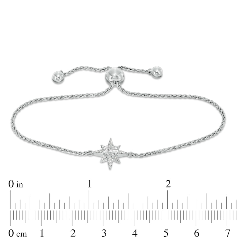 Main Image 3 of 1/10 CT. T.W. Composite Diamond North Star Bolo Bracelet in Sterling Silver - 9.0"