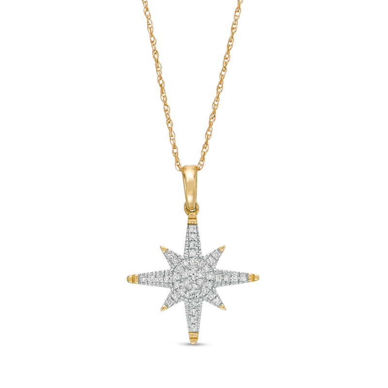 Main Image 1 of 1/10 CT. T.W. Composite Diamond North Star Pendant in 10K Gold