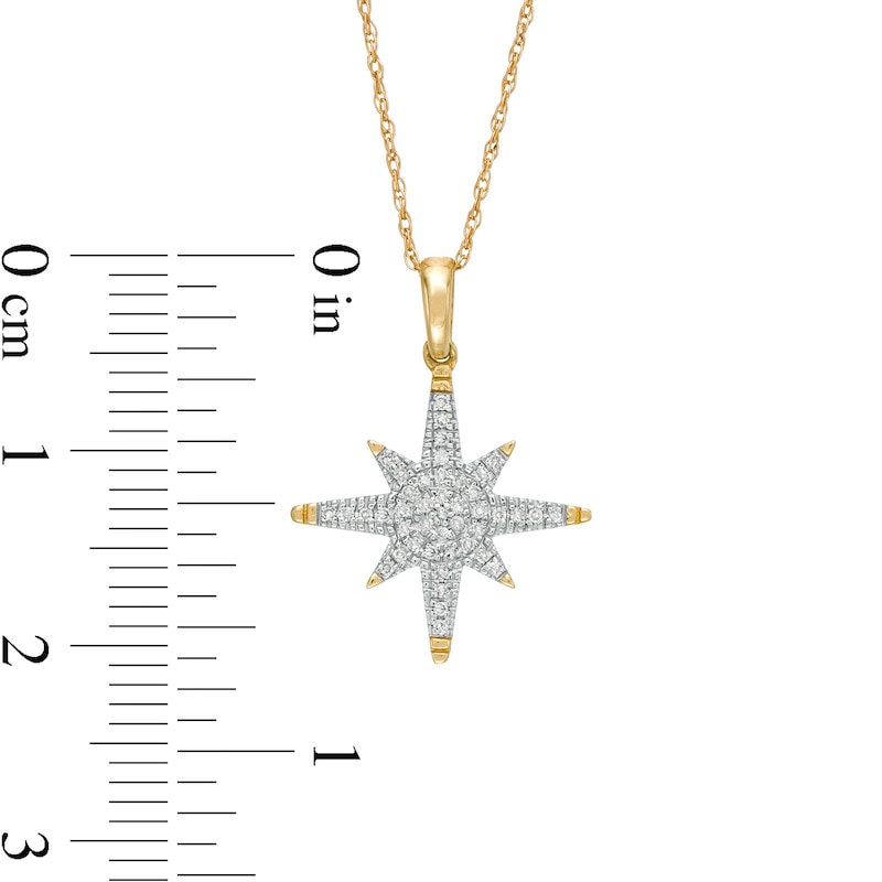 Main Image 3 of 1/10 CT. T.W. Composite Diamond North Star Pendant in 10K Gold
