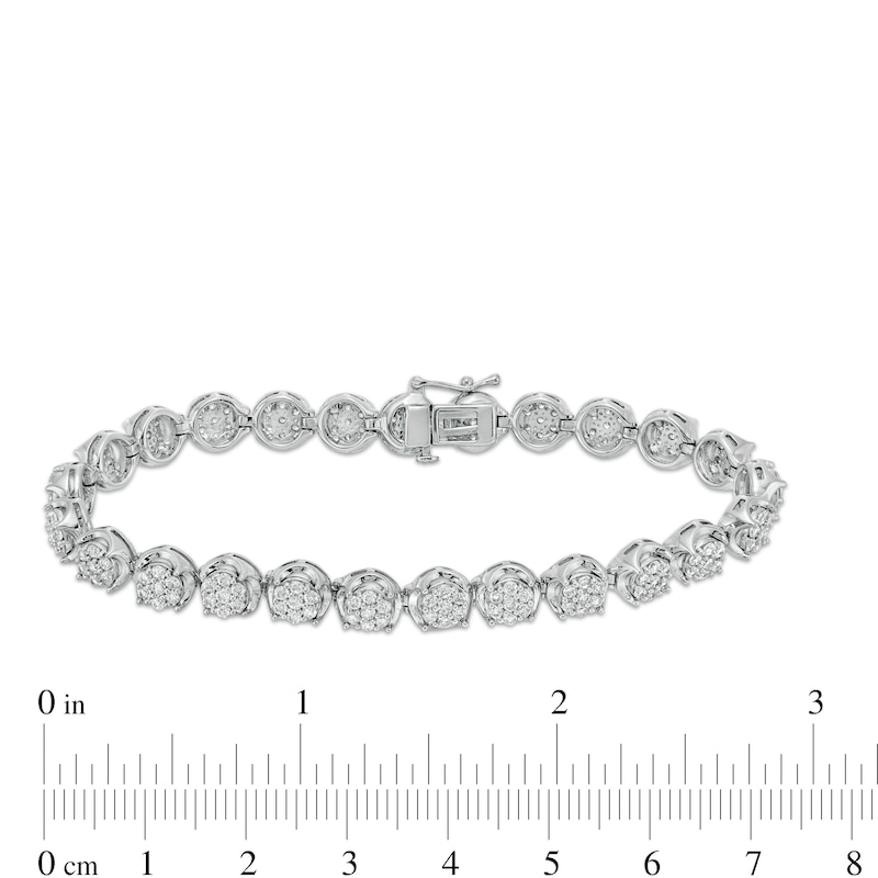 Main Image 4 of 3 CT. T.W. Composite Diamond Line Bracelet in 10K White Gold