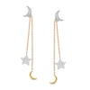 Thumbnail Image 1 of 1/4 CT. T.W. Diamond Crescent Moon and Star Drop Earrings in Sterling Silver and 10K Gold