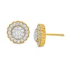 Thumbnail Image 0 of 1/2 CT. T.W. Composite Diamond Scallop Frame Vintage-Style Earrings in 10K Gold