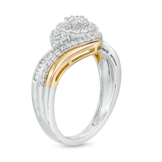1/2 CT. T.w. Composite Diamond Tri-Sides Bypass Ring in 10K Two-Tone Gold