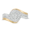 Thumbnail Image 4 of 1/2 CT. T.W. Composite Diamond Tri-Sides Bypass Ring in 10K Two-Tone Gold