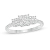 Thumbnail Image 1 of 1/2 CT. T.W Composite Diamond Square Frame Three Stone Ring in 10K White Gold