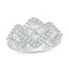 Thumbnail Image 1 of 1 CT. T.W. Princess-Cut Composite Diamond Frame Three Stone Ring in 10K White Gold