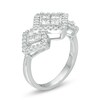 Thumbnail Image 3 of 1 CT. T.W. Princess-Cut Composite Diamond Frame Three Stone Ring in 10K White Gold