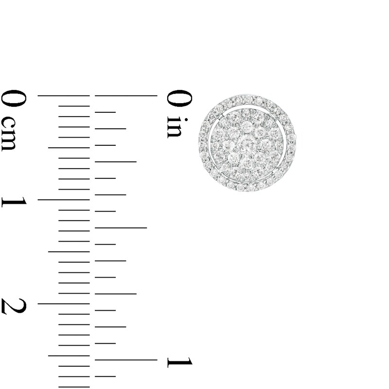 Main Image 3 of 1/2 CT. T.W. Multi-Diamond Open Frame Tiered Stud Earrings in 10K White Gold
