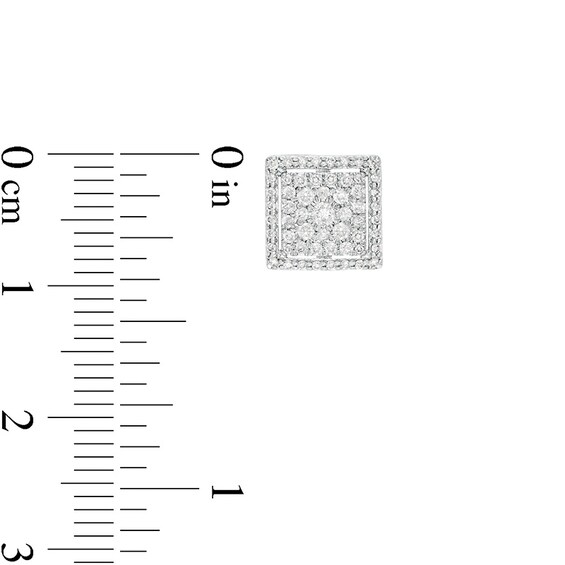 1/2 CT. T.w. Princess-Shaped Multi-Diamond Frame Stud Earrings in 10K White Gold