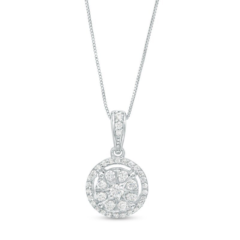 Main Image 1 of 1/4 CT. T.W. Multi-Diamond Frame Pendant in 10K White Gold