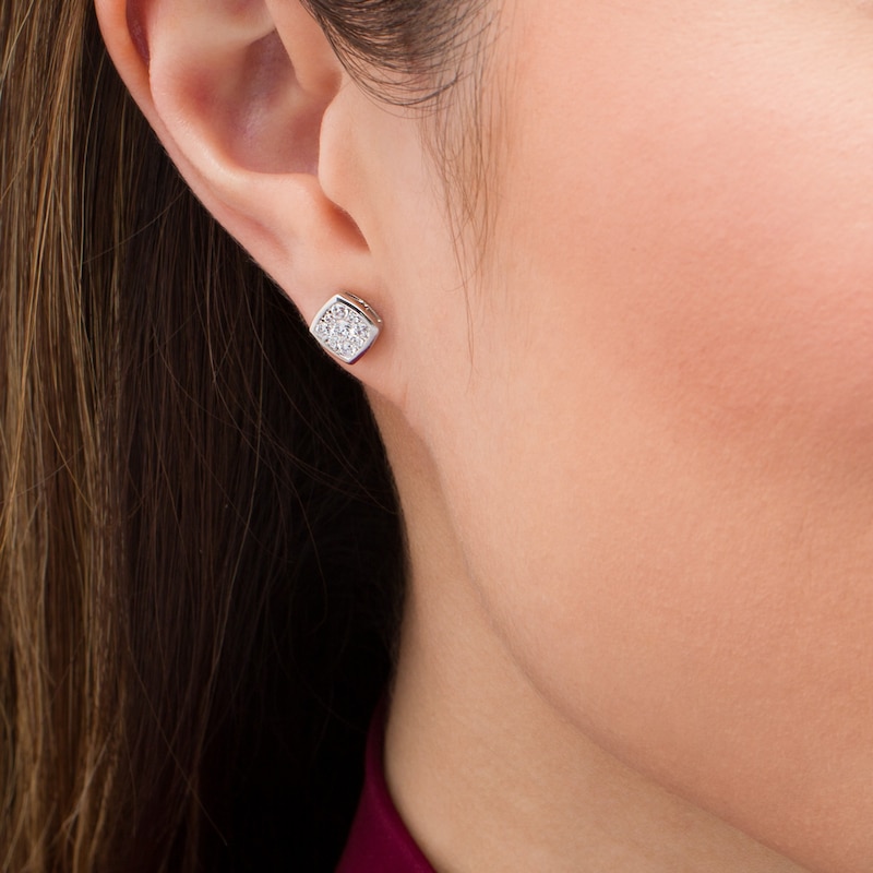Main Image 2 of 1/2 CT. T.W. Composite Diamond Cushion Frame Stud Earrings in 10K White Gold