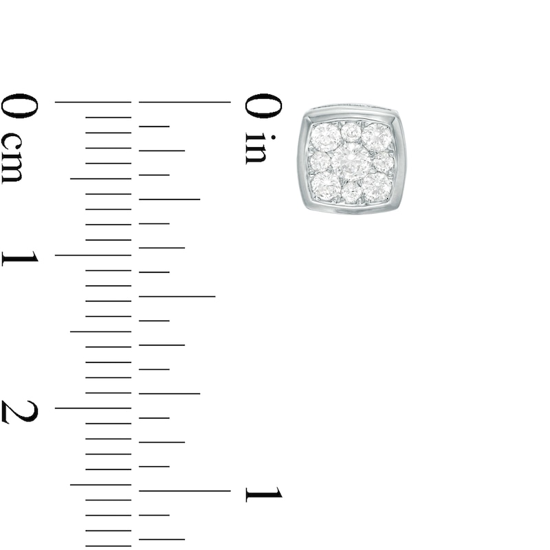 Main Image 3 of 1/2 CT. T.W. Composite Diamond Cushion Frame Stud Earrings in 10K White Gold