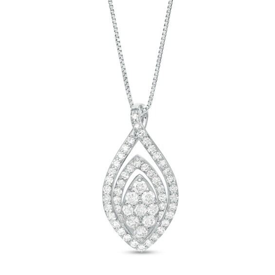 1/2 CT. T.w. Composite Diamond Double Marquise Outline Pendant in 10K White Gold