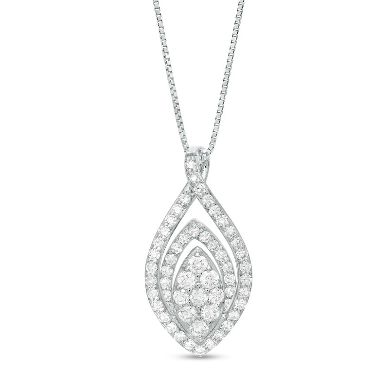 Main Image 1 of 1/2 CT. T.W. Composite Diamond Double Marquise Outline Pendant in 10K White Gold