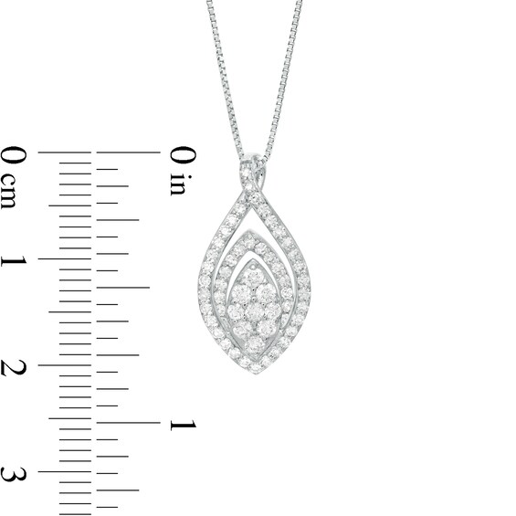 1/2 CT. T.w. Composite Diamond Double Marquise Outline Pendant in 10K White Gold