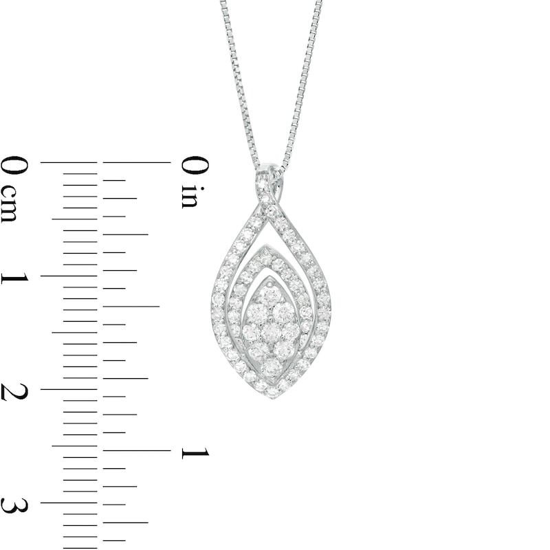 Main Image 3 of 1/2 CT. T.W. Composite Diamond Double Marquise Outline Pendant in 10K White Gold