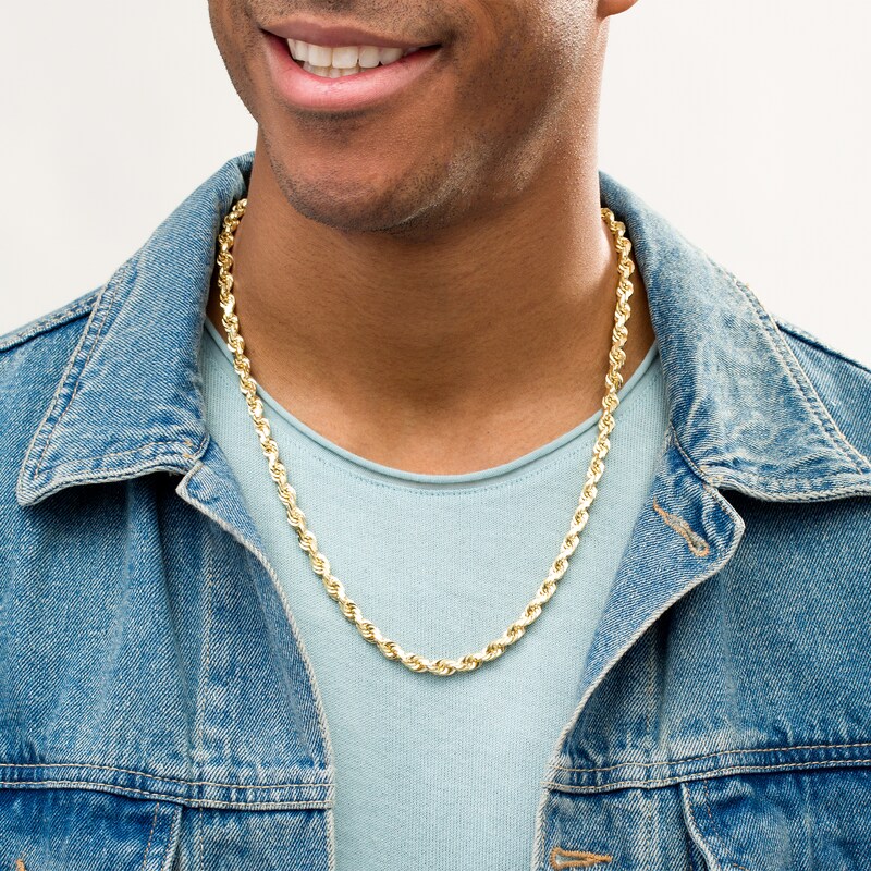 Main Image 2 of 7.0mm Rope Chain Necklace in 10K Gold - 24"