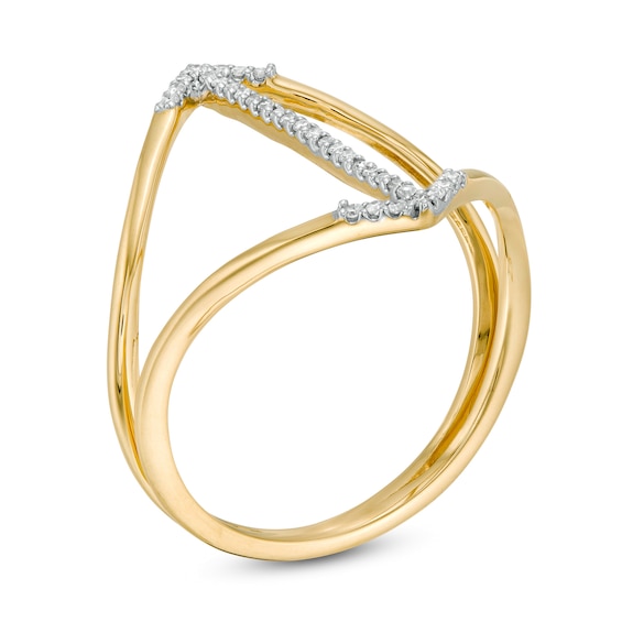 1/10 CT. T.w. Diamond Double Arrow Split Shank Ring in 10K Gold