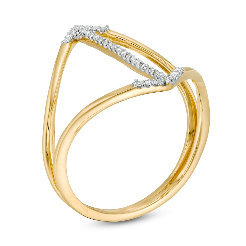 1/10 CT. T.W. Diamond Double Arrow Split Shank Ring in 10K Gold | Zales