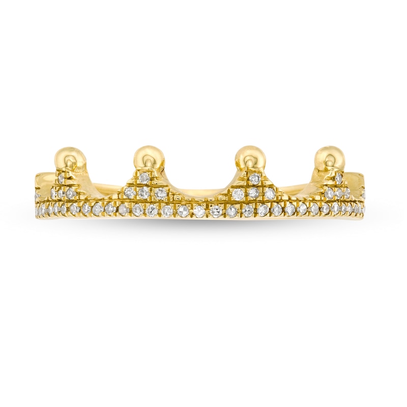 Main Image 4 of 1/10 CT. T.W. Diamond Crown Ring in 10K Gold