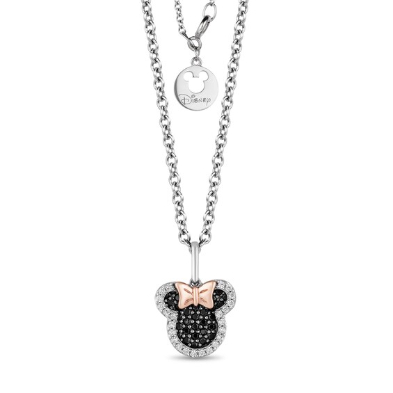Mickey Mouse & Minnie Mouse 1/4 CT. T.w. Enhanced Black and White Diamond Pendant in Sterling Silver and 10K Gold - 19"