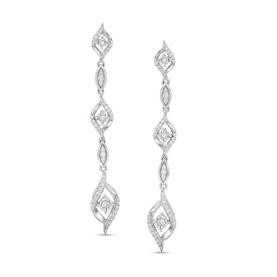 3/8 CT. T.w. Diamond Flame Drop Earrings in Sterling Silver