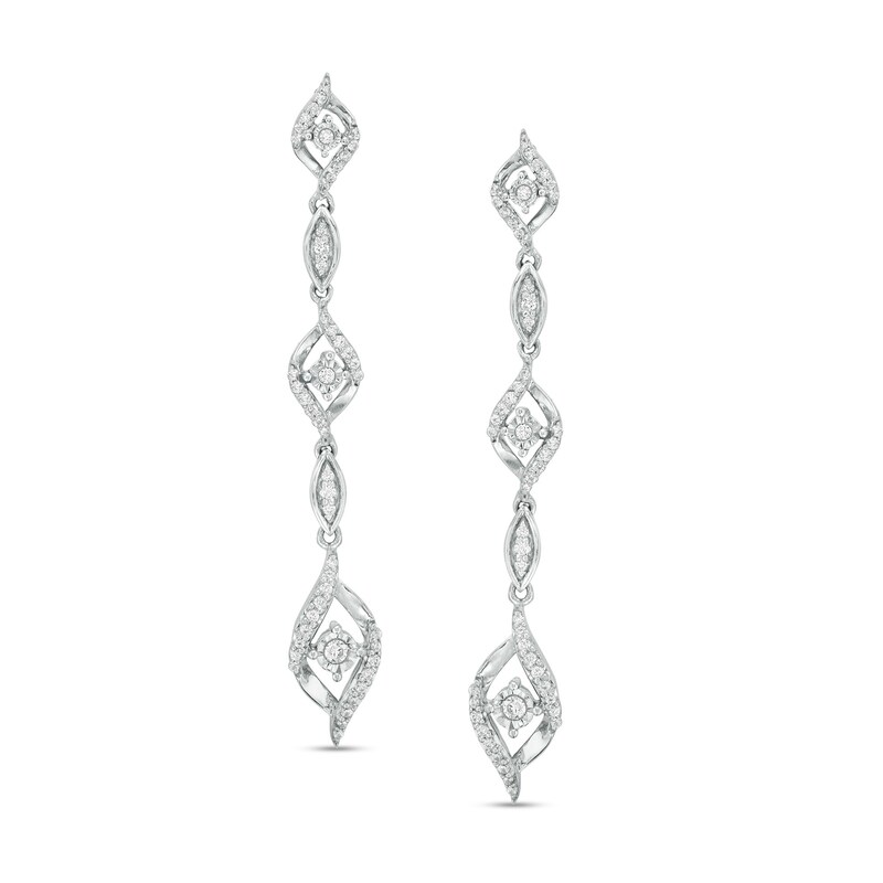 Main Image 1 of 3/8 CT. T.W. Diamond Flame Drop Earrings in Sterling Silver