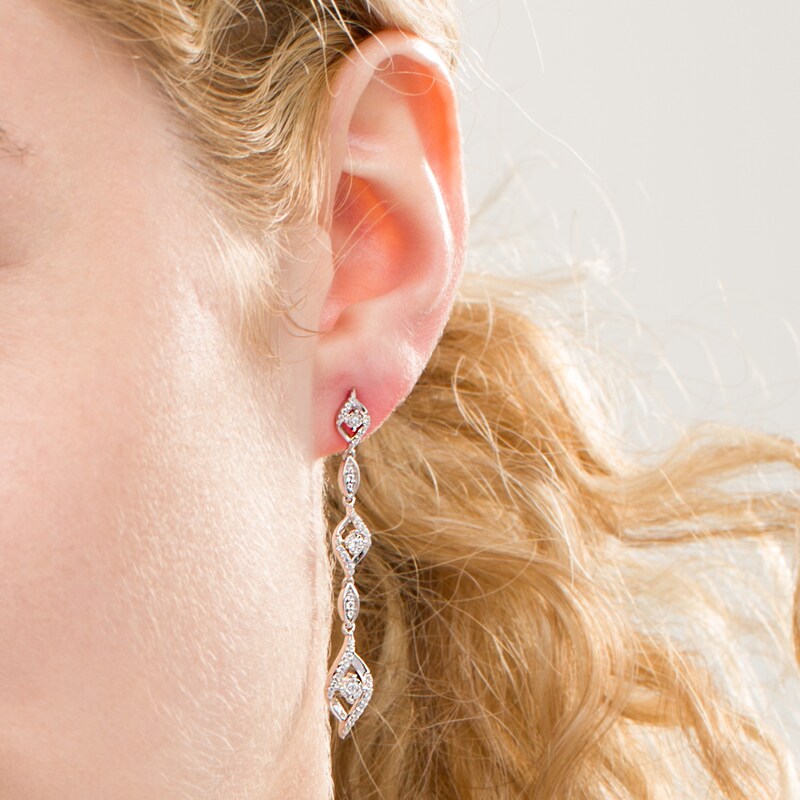 Main Image 2 of 3/8 CT. T.W. Diamond Flame Drop Earrings in Sterling Silver