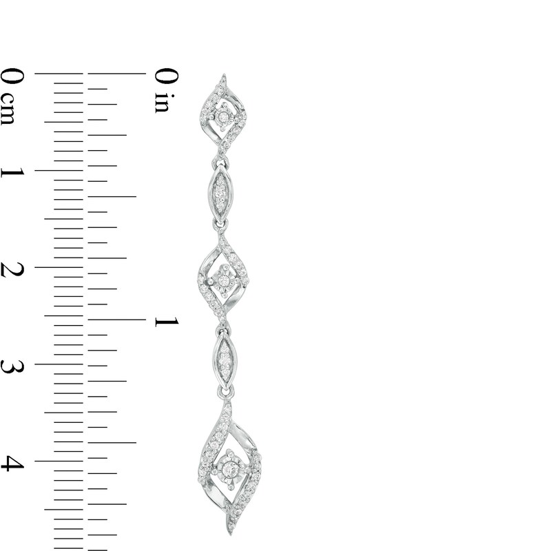 Main Image 3 of 3/8 CT. T.W. Diamond Flame Drop Earrings in Sterling Silver