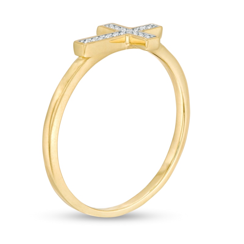 Main Image 3 of Diamond Accent Sideways Cross Ring in 10K Gold
