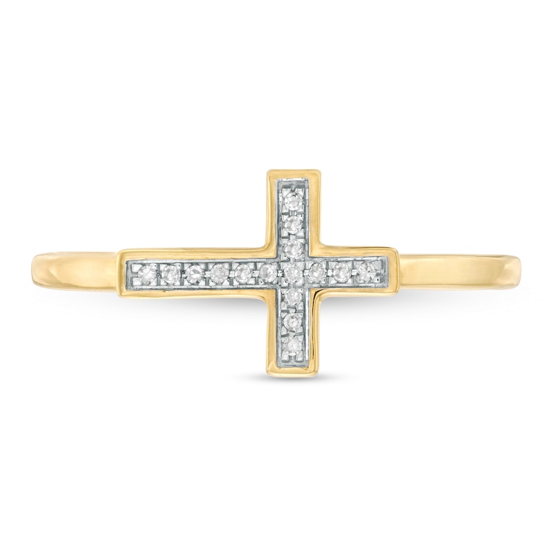 Main Image 4 of Diamond Accent Sideways Cross Ring in 10K Gold