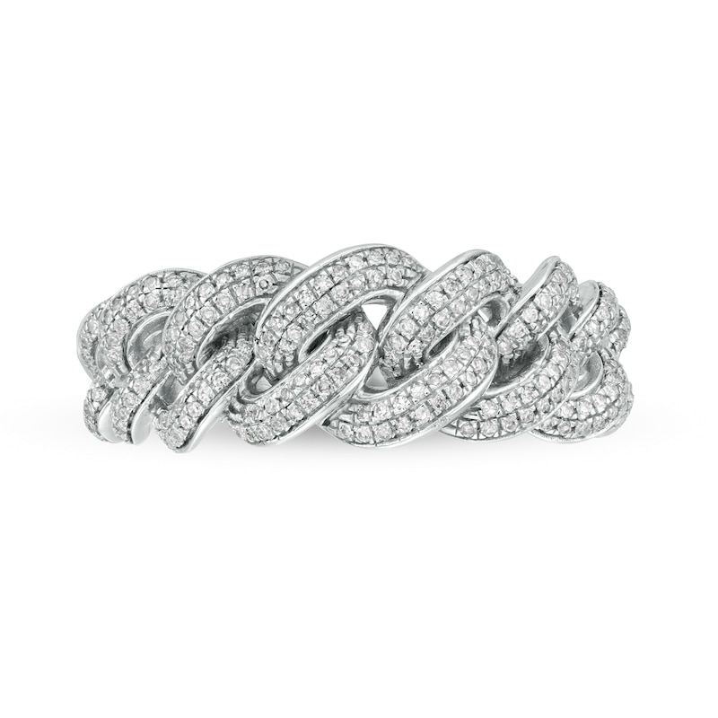 1/3 CT. T.W. Diamond Chain Link Ring in Sterling Silver